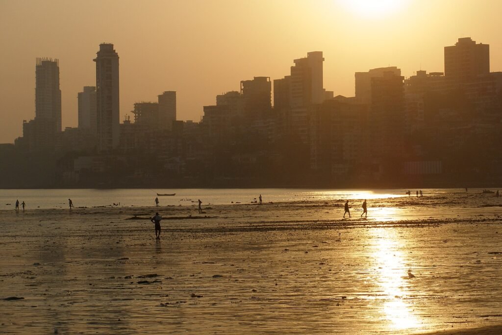 Mumbai skyline at sunset