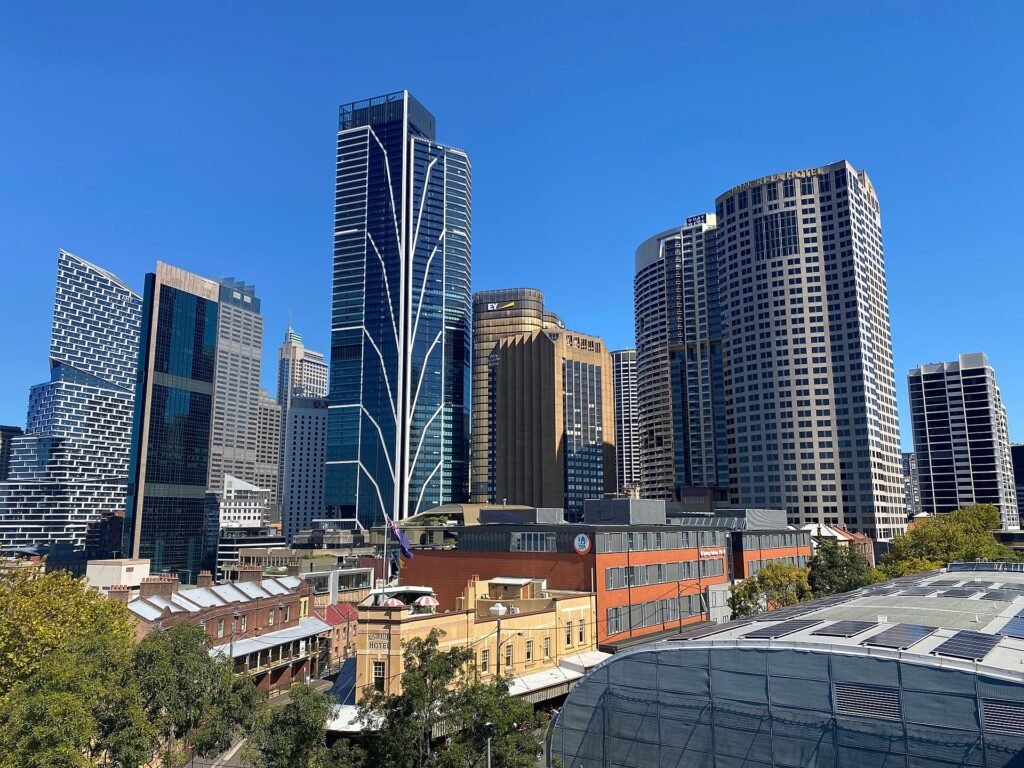 Sydney central business district, home to many of Australia's financial firms